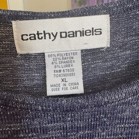 Women's Cathy Daniels Pullover Sweater Top Navy Blue w/SilverSparkle Size XL - Picture 3 of 11